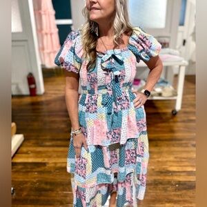 Simply Southern Floral Dreams Patchwork Midi Dress